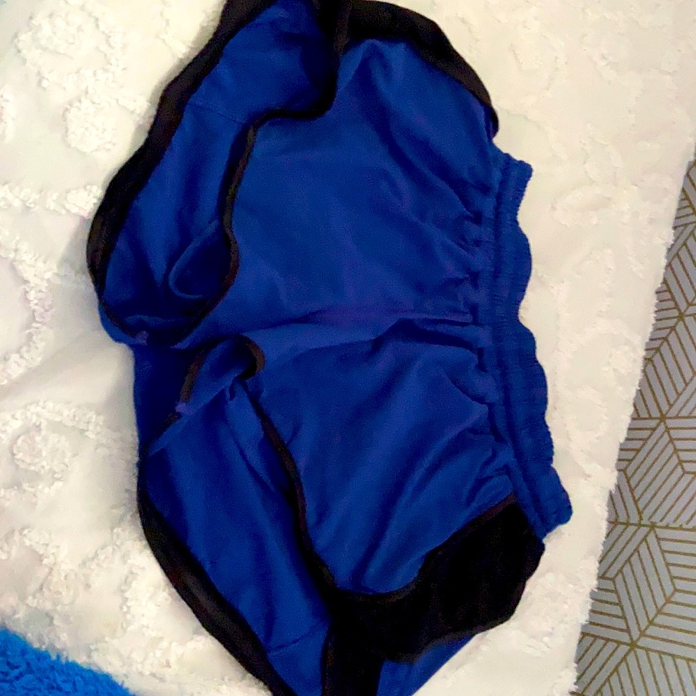 blue and black shorts